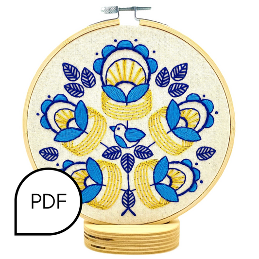 Golden Rings Embroidery PDF Download - English and French