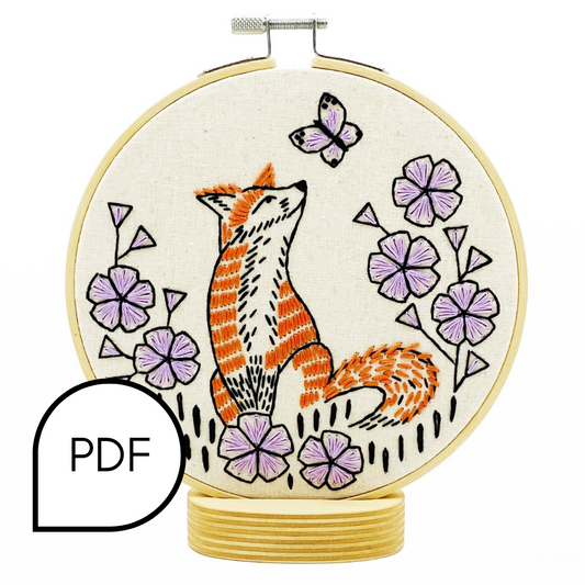 Fox in Phlox v2 Embroidery PDF Download - English and French