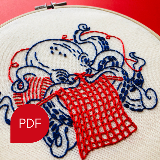 Knitting Octopus Embroidery PDF Download - English and French