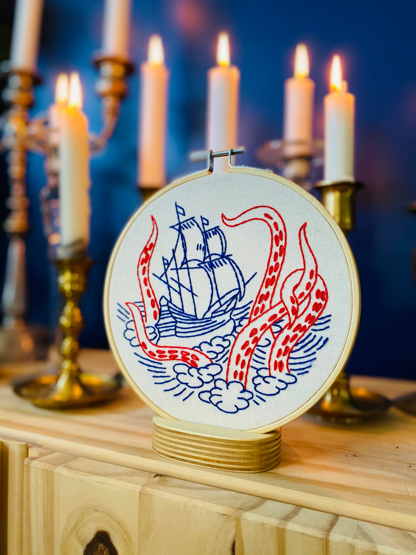 Kraken and Ship Complete Embroidery Kit