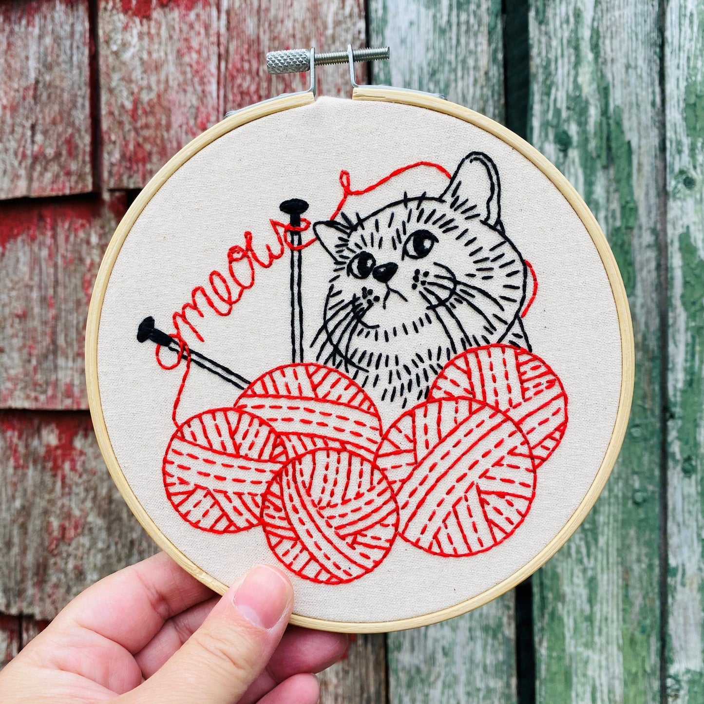 Pre-Printed Fabric: Kitten With Knitting