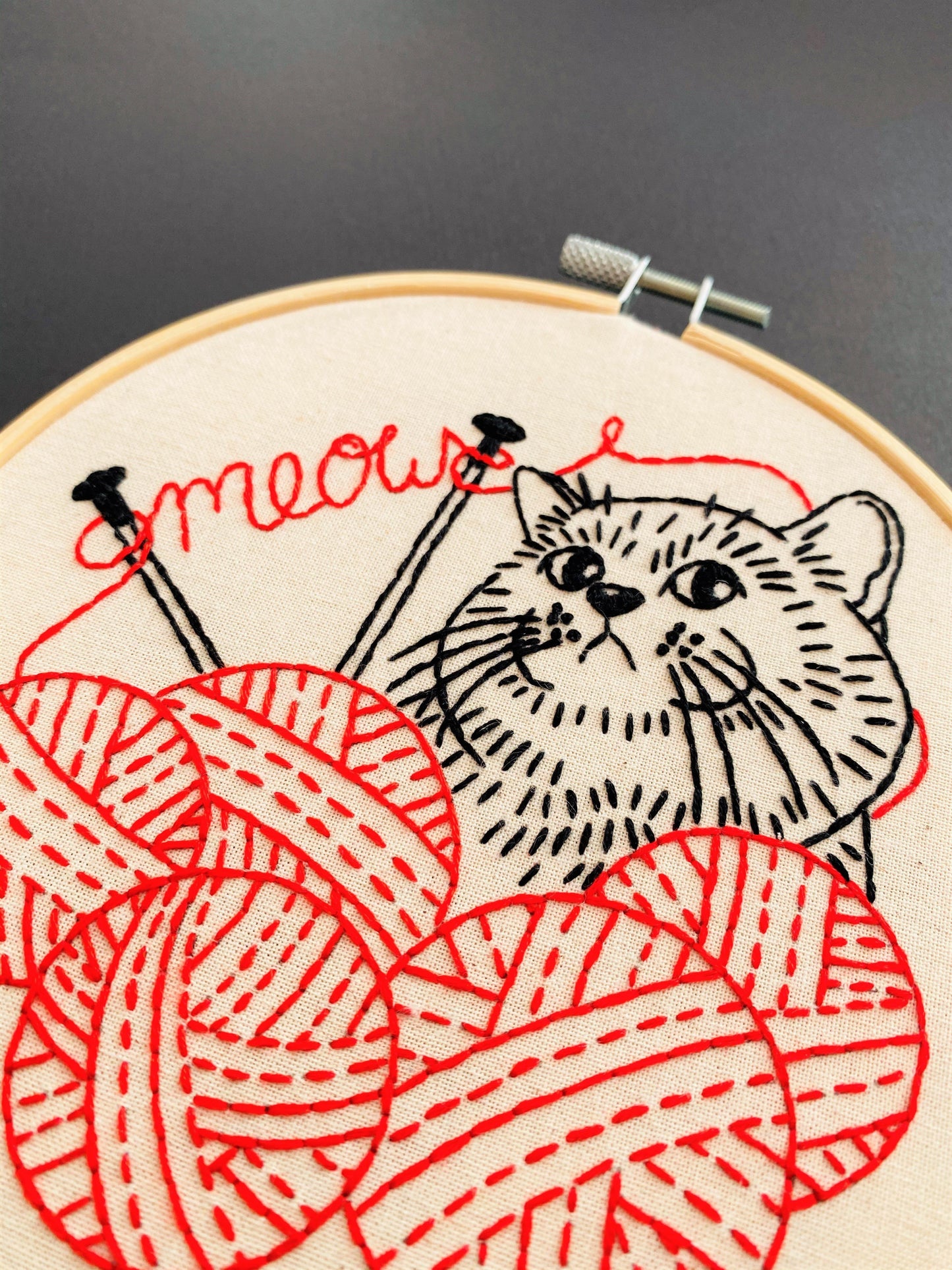 Kitten With Knitting Complete Embroidery Kit