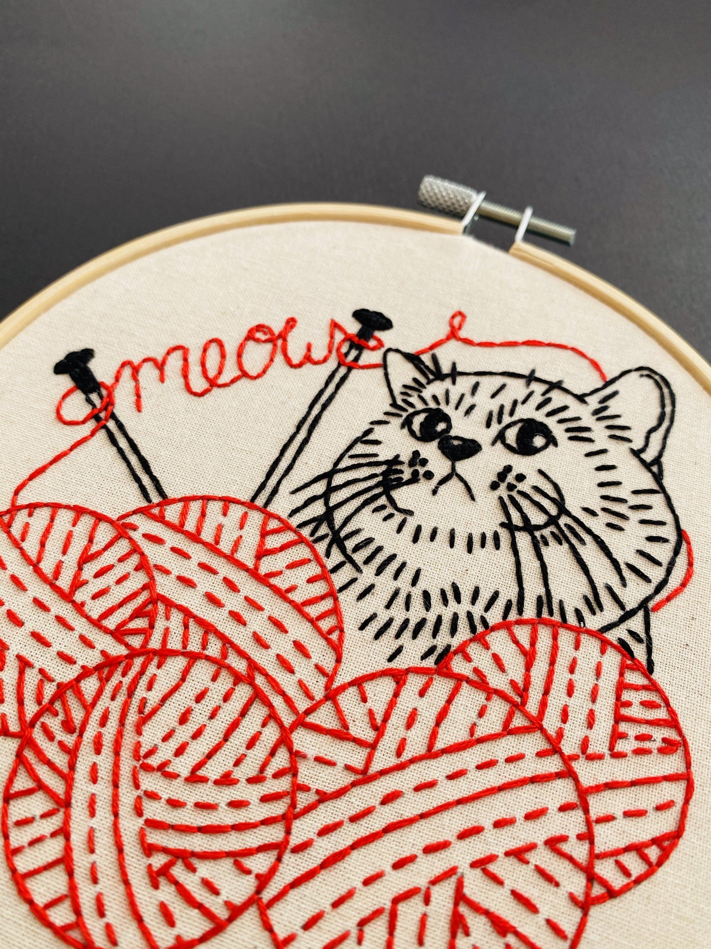 Kitten With Knitting Complete Embroidery Kit