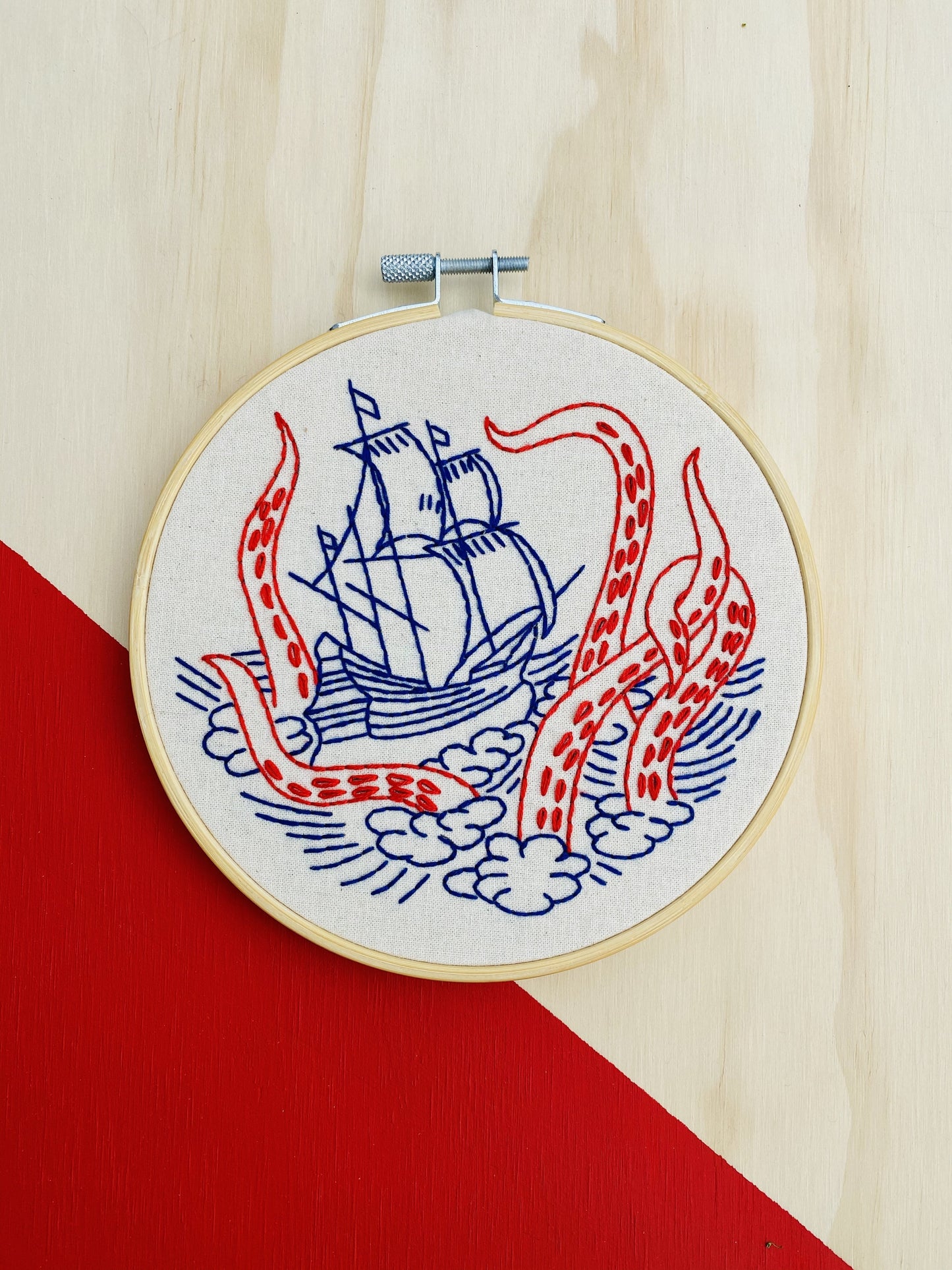 Kraken and Ship Complete Embroidery Kit