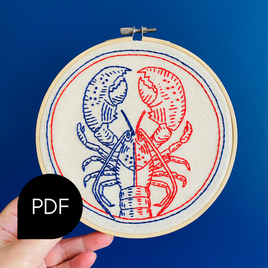 Half Baked Lobster Embroidery PDF Download English and French