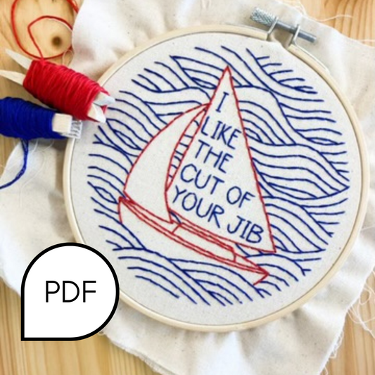I like the cut of your jib Embroidery PDF Download - English & French