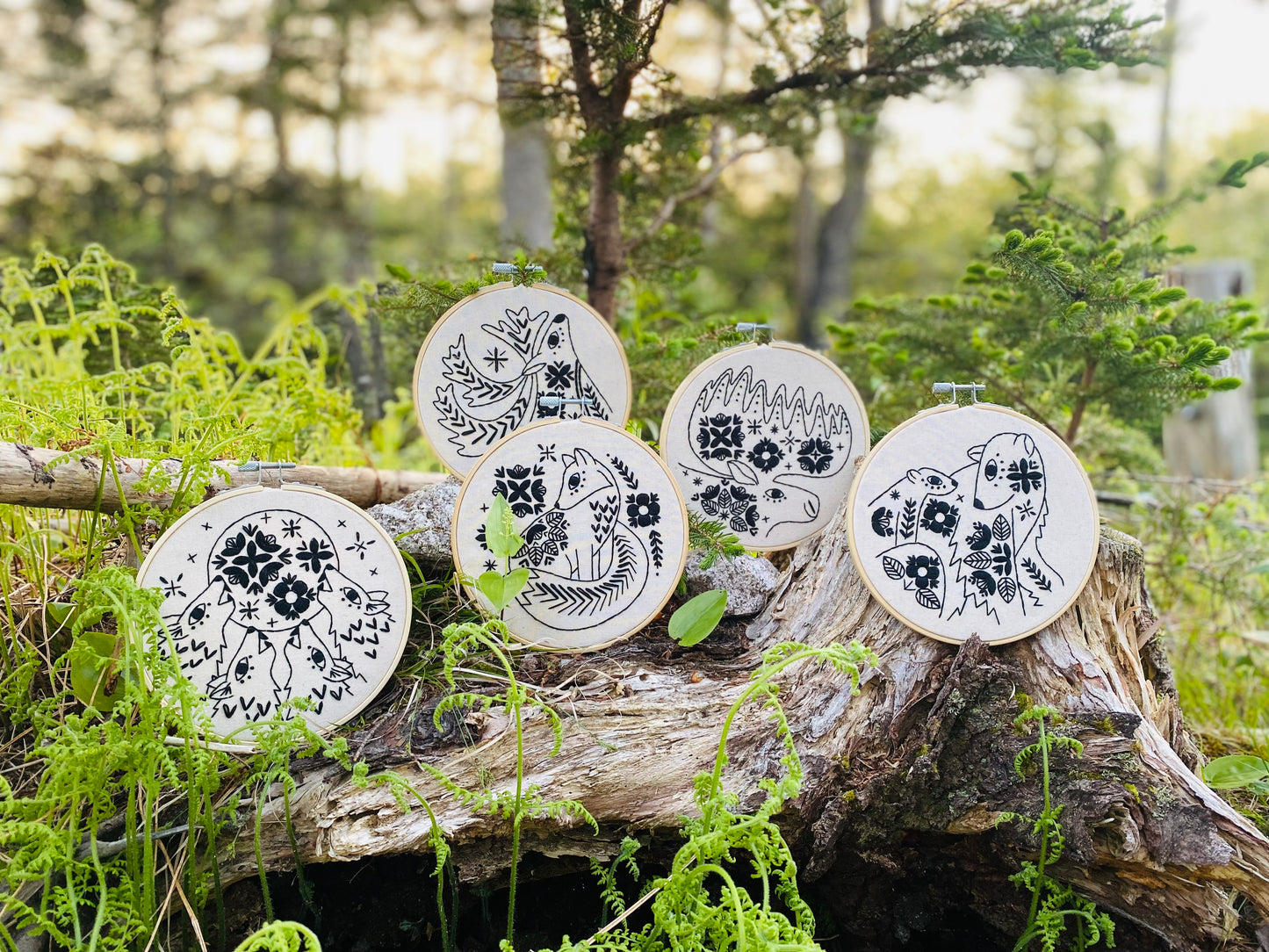 Folk Caribou Complete Embroidery Kit - Black
