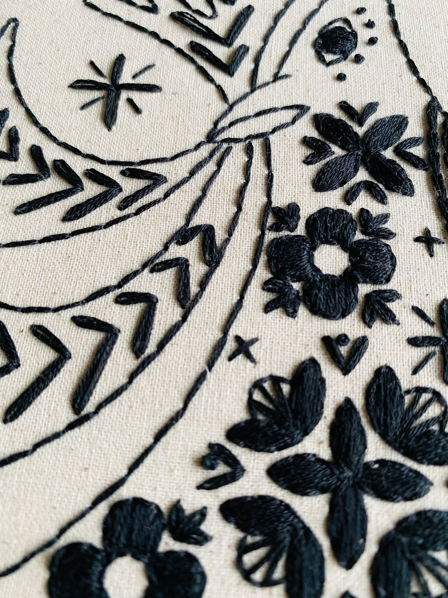 Folk Caribou Complete Embroidery Kit - Black