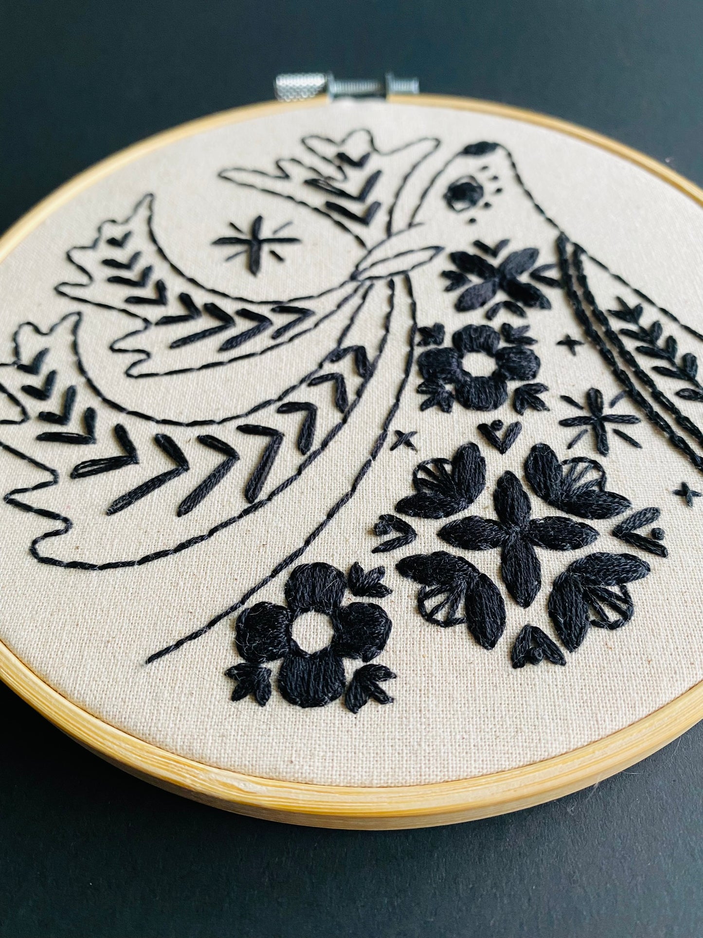 Folk Caribou Complete Embroidery Kit - Black