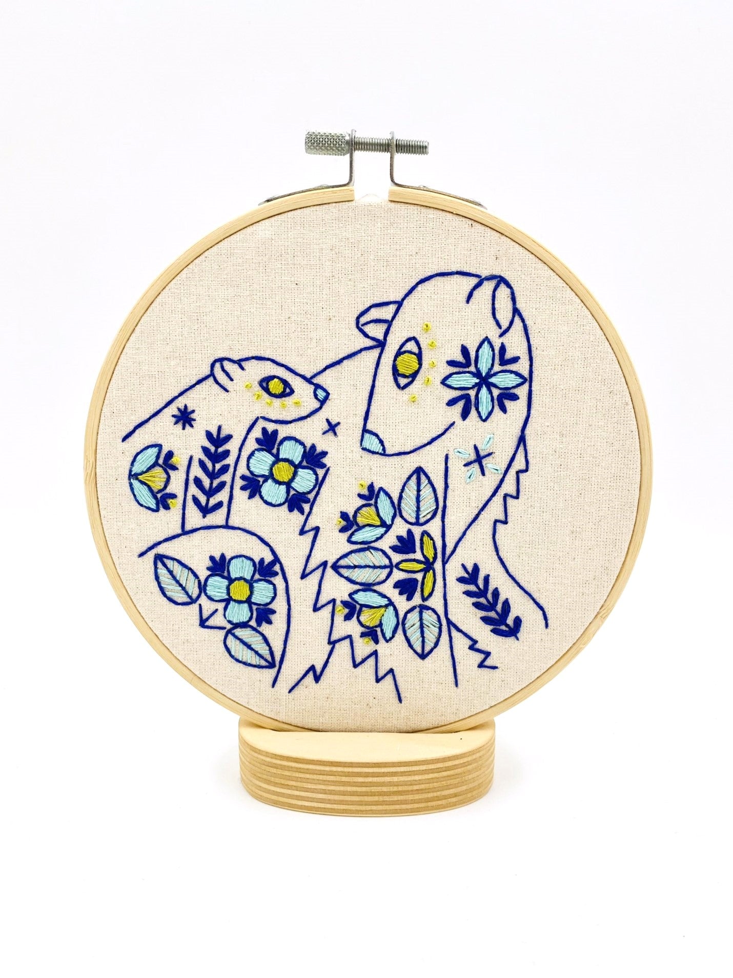 Folk Polar Bears Complete Embroidery Kit - Colour