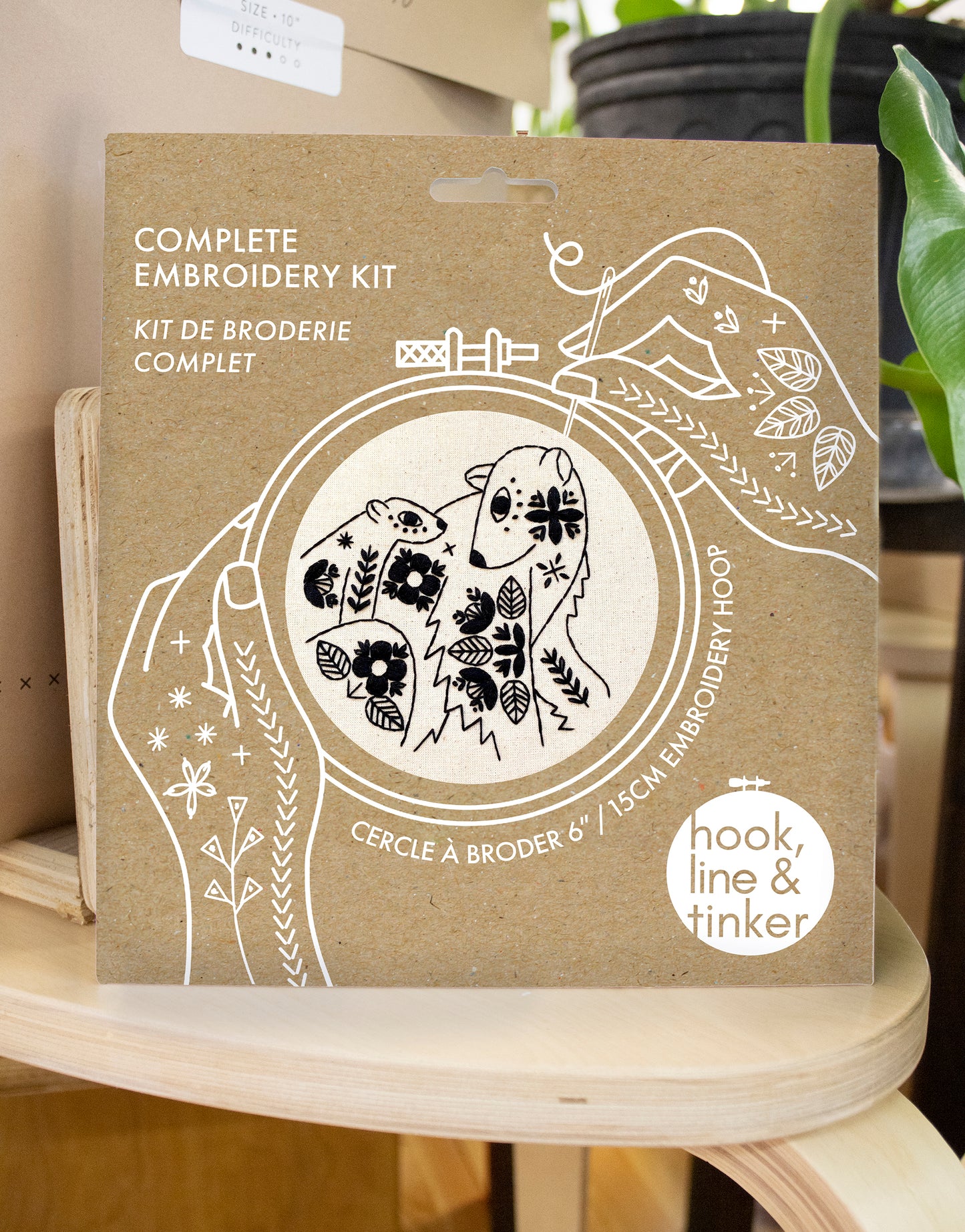 Folk Polar Bears Complete Embroidery Kit - Black