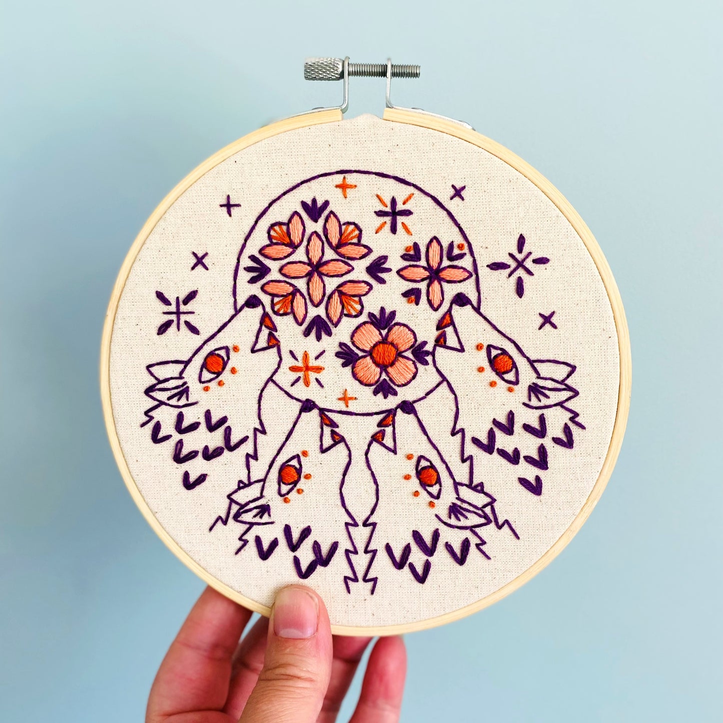 Folk Wolves Embroidery PDF Download - English and French