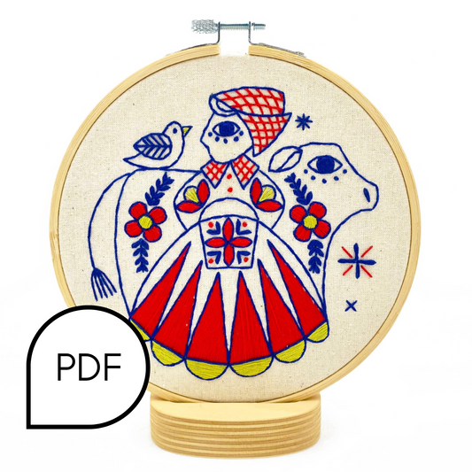 Milkmaid Embroidery PDF Download - English and French