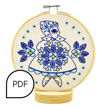 Lady Dancing Embroidery PDF Download - English and French