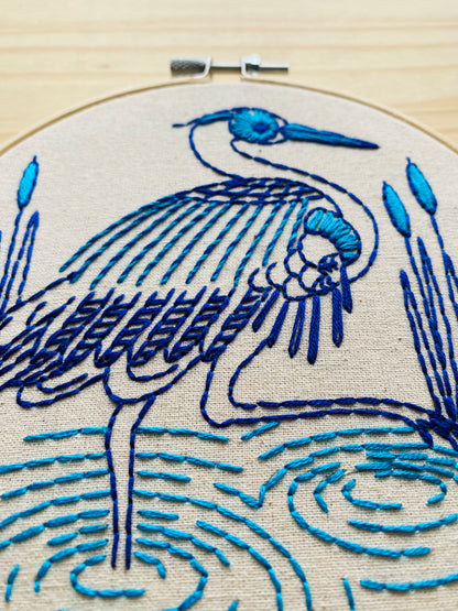 Blue Heron Complete Embroidery Kit