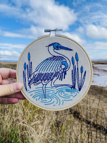 Blue Heron Complete Embroidery Kit