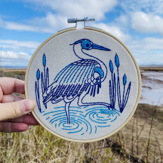Pre-Printed Fabric: Blue Heron