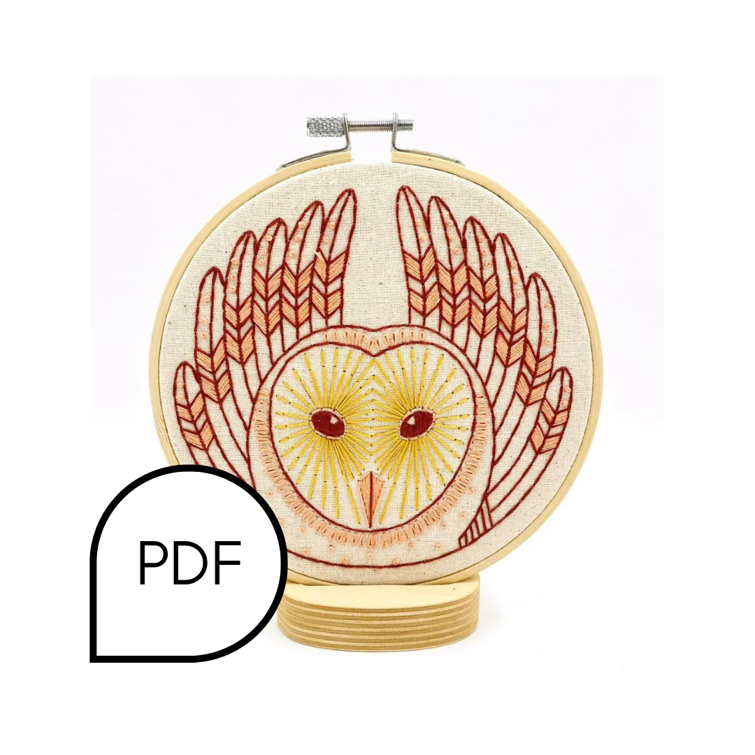 Barn Owl Embroidery PDF Download - English and French