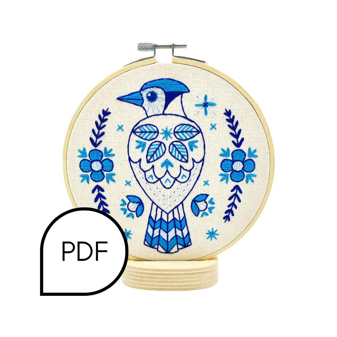 Blue Jay Embroidery PDF Download - English and French