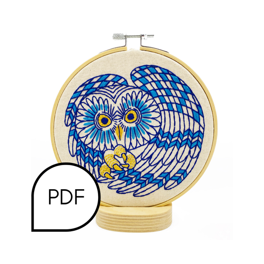 Boreal Owl Embroidery PDF Download - English and French