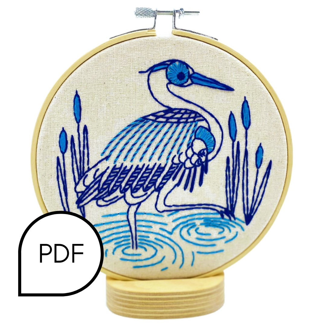 Blue Heron Embroidery PDF Download