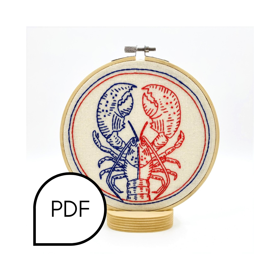 Half Baked Lobster Embroidery PDF Download English and French