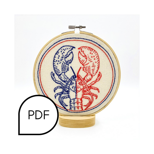 Half Baked Lobster Embroidery PDF Download English and French