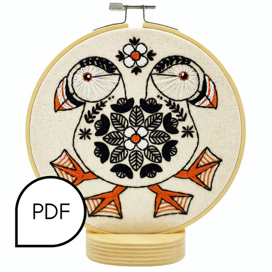 Puffin Embroidery PDF Download - English and French