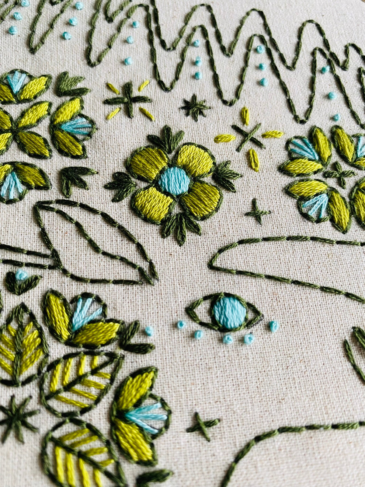 Folk Moose Embroidery PDF Download - English and French