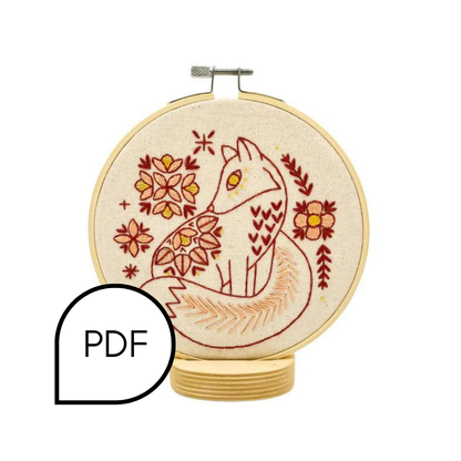 Folk Fox Embroidery PDF Download - English and French