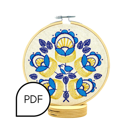 Golden Rings Embroidery PDF Download - English and French