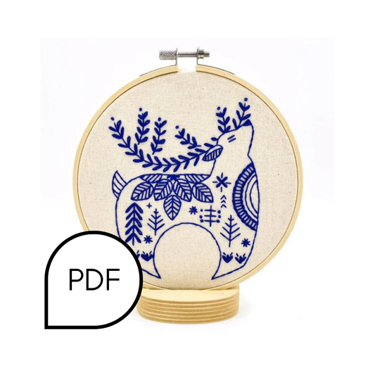 Hygge Reindeer Embroidery PDF Download English and French