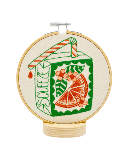 Orange Juice Box Complete Embroidery Kit