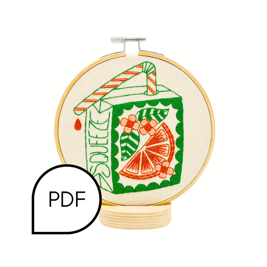 Orange Juice Box Embroidery PDF Download - English and French