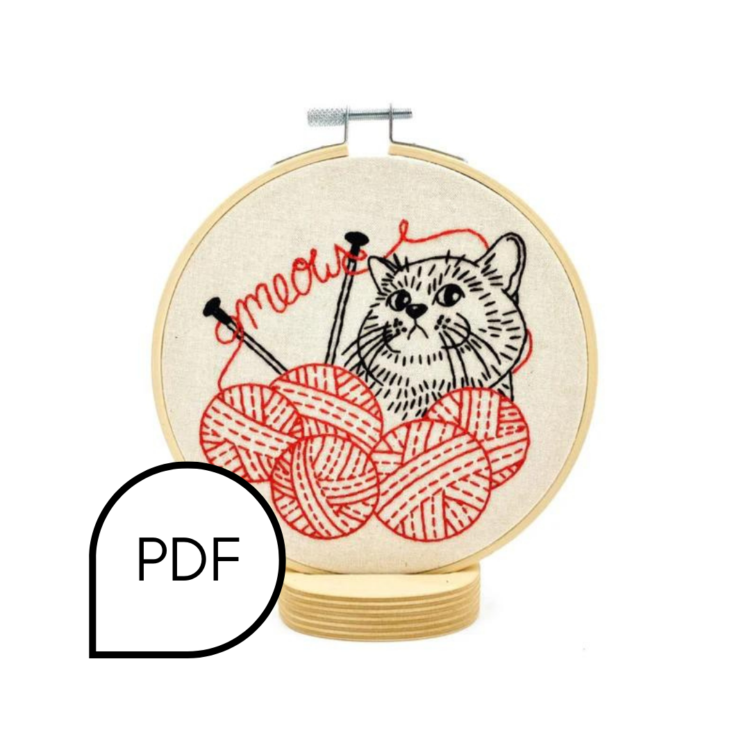 Knittin' Kitten Embroidery PDF Download