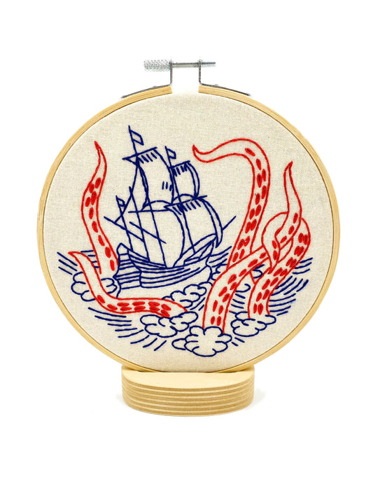 Kraken and Ship Complete Embroidery Kit