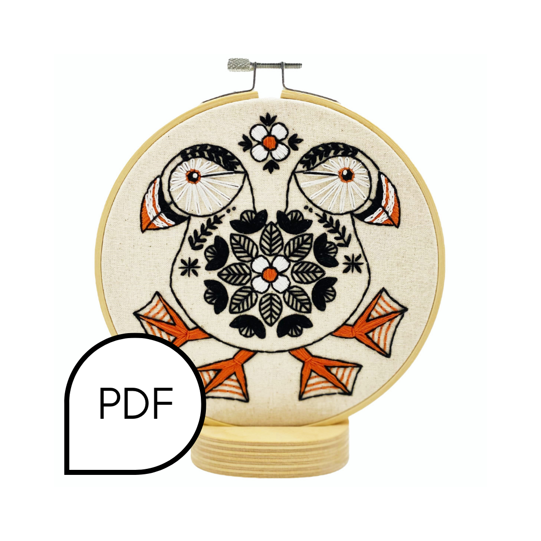 Puffin Embroidery PDF Download - English and French