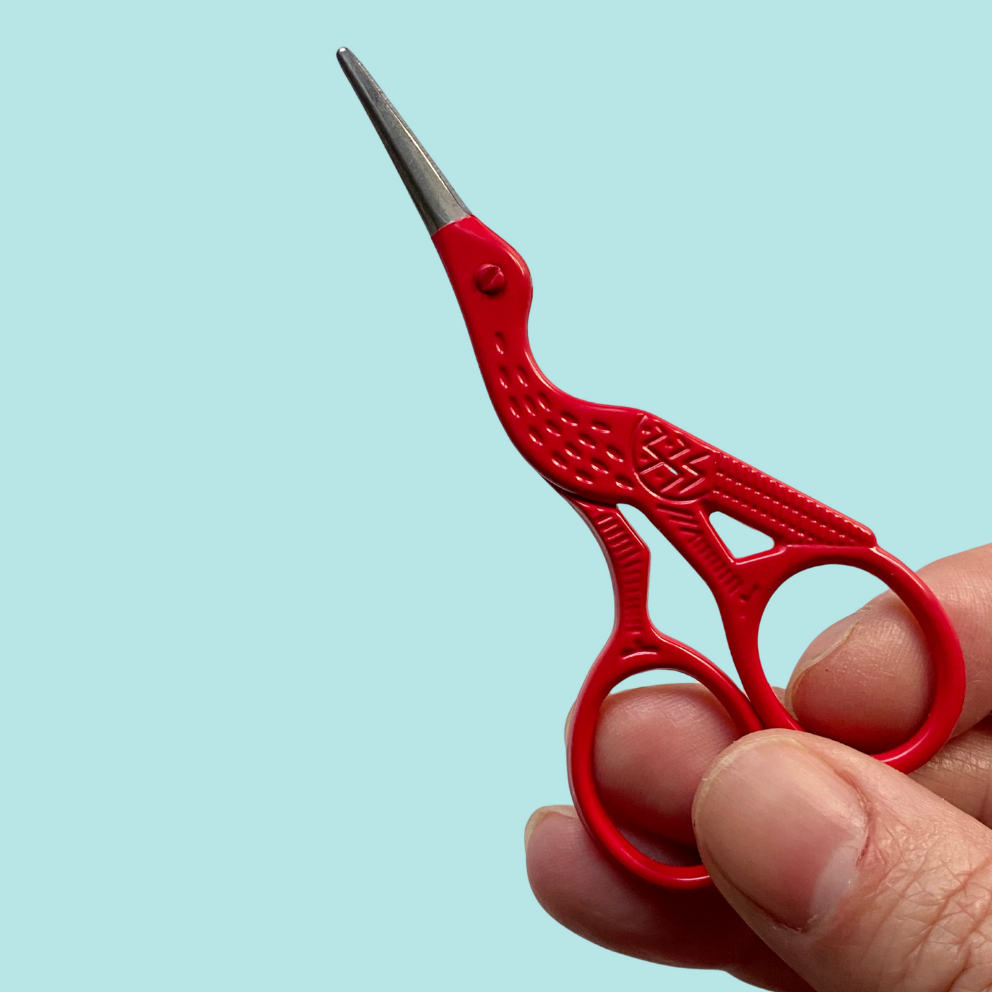 Bright Red Crane Embroidery Scissors