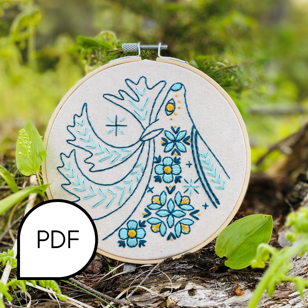 Folk Caribou Embroidery PDF Download - English and French