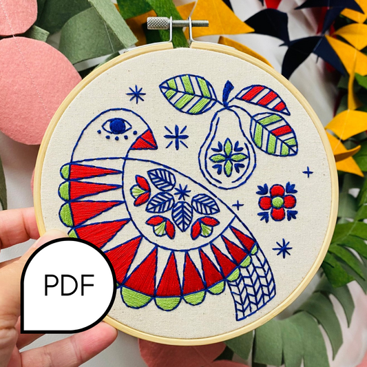 Partridge Embroidery PDF Download - English and French