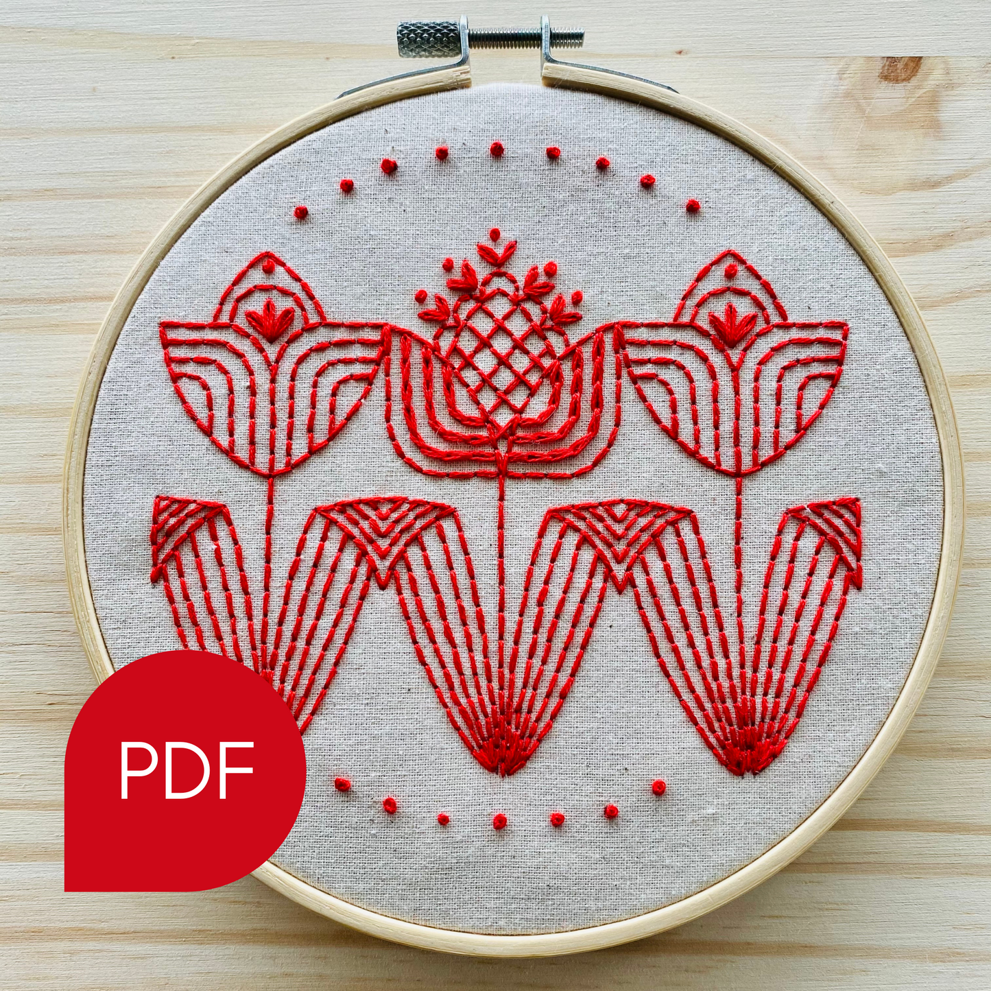 Tulips in a Row Embroidery PDF Download