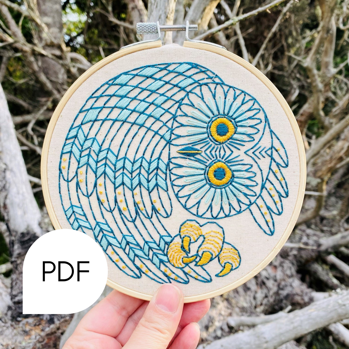 Saw Whet Owl Embroidery PDF Download
