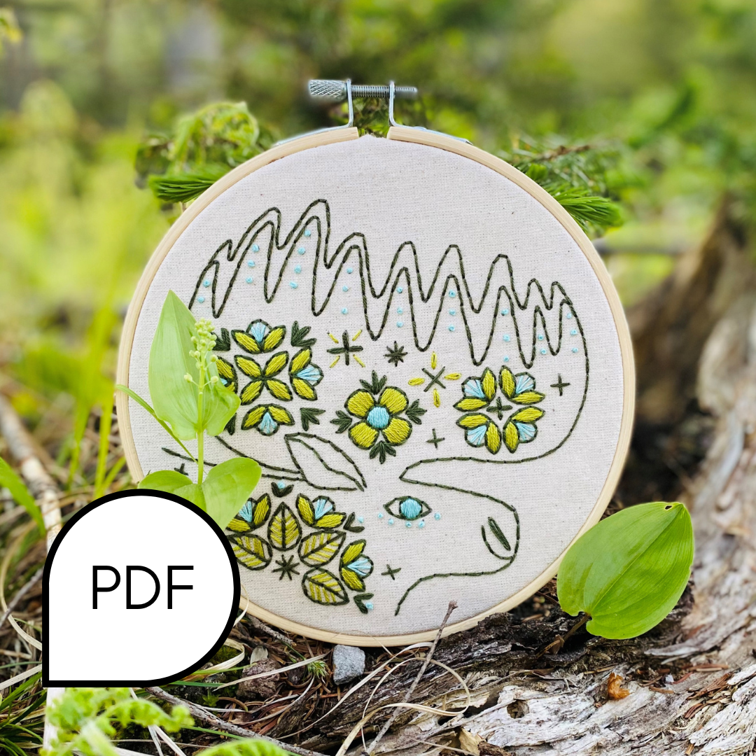Folk Moose Embroidery PDF Download - English and French