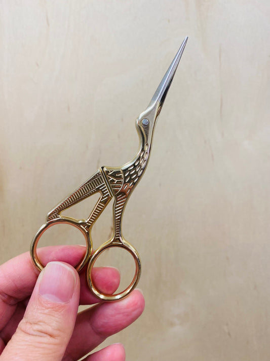 Gold Look 4 1/2" Stork Embroidery Scissors