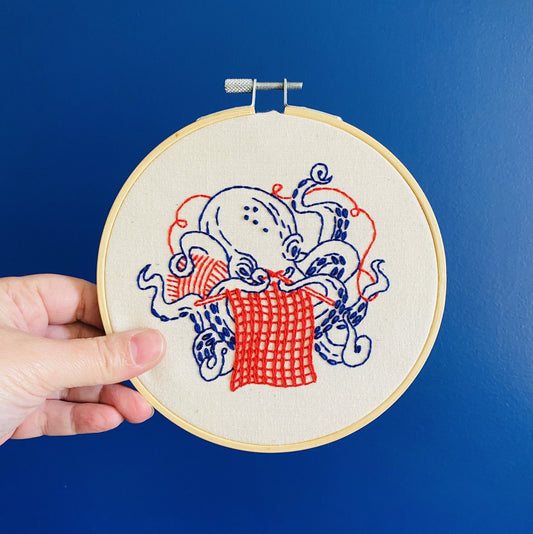 Pre-Printed Fabric: Knitting Octopus