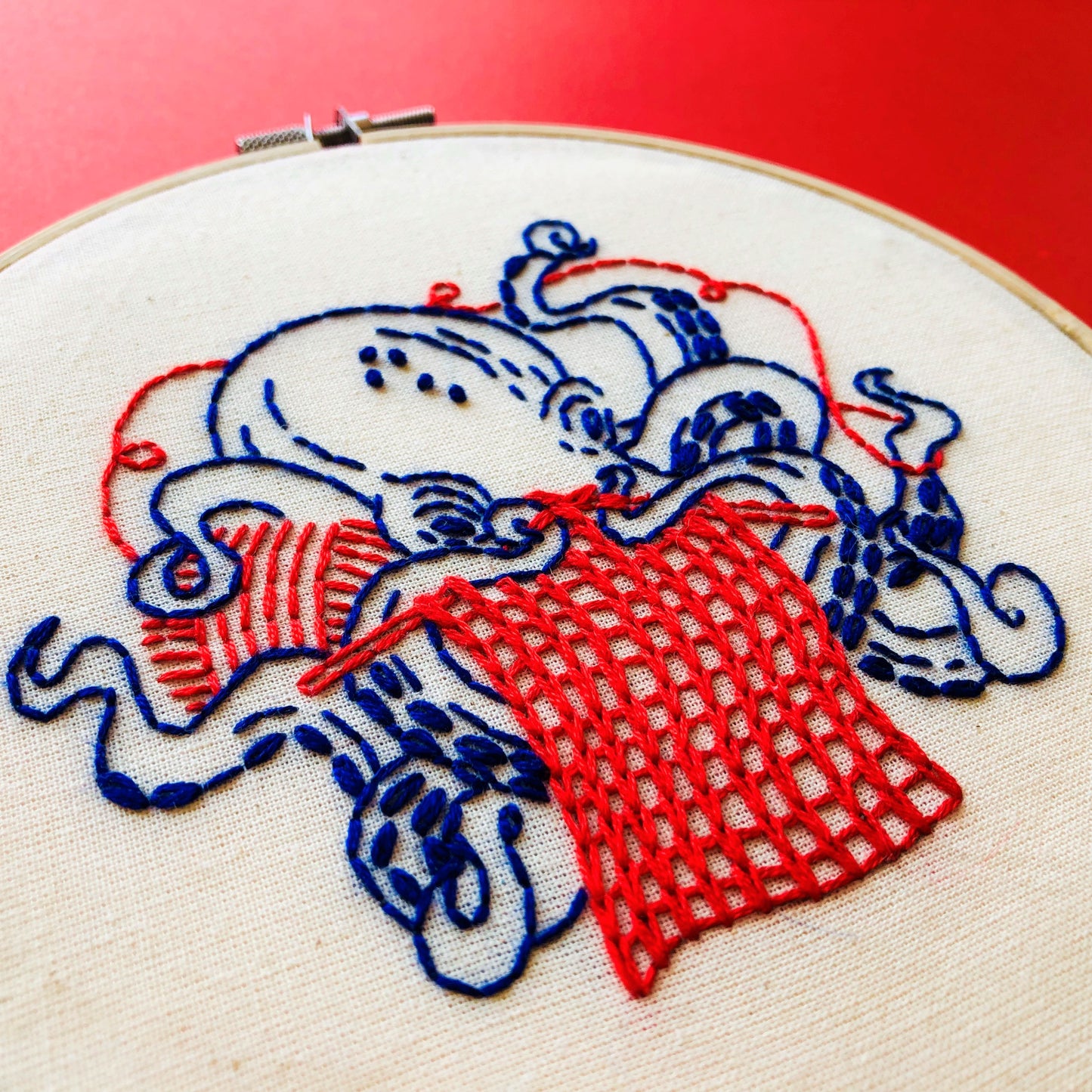 Pre-Printed Fabric: Knitting Octopus