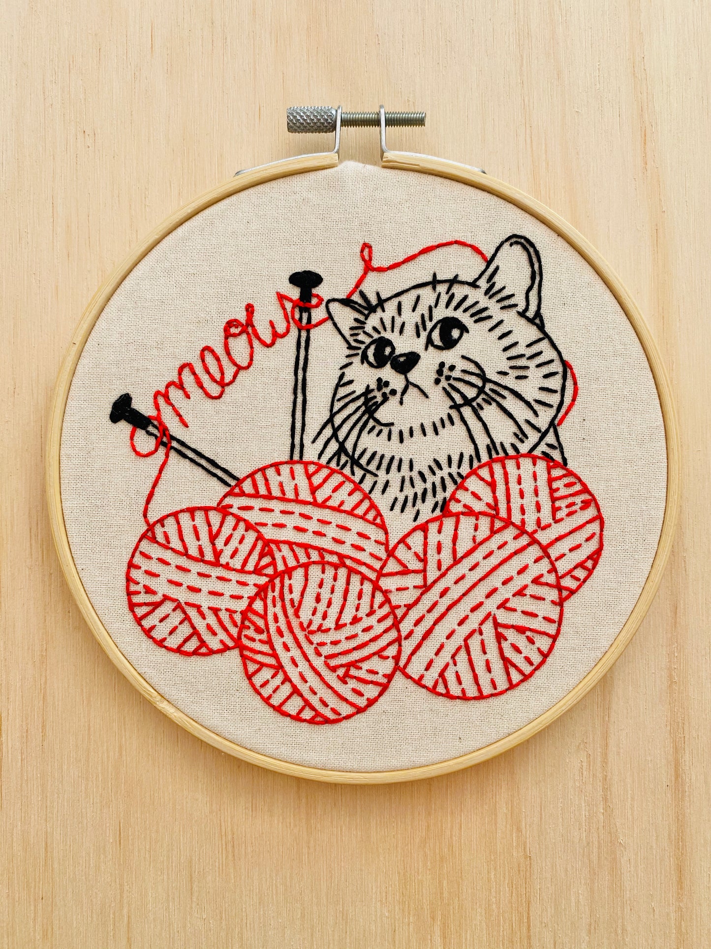 Pre-Printed Fabric: Kitten With Knitting
