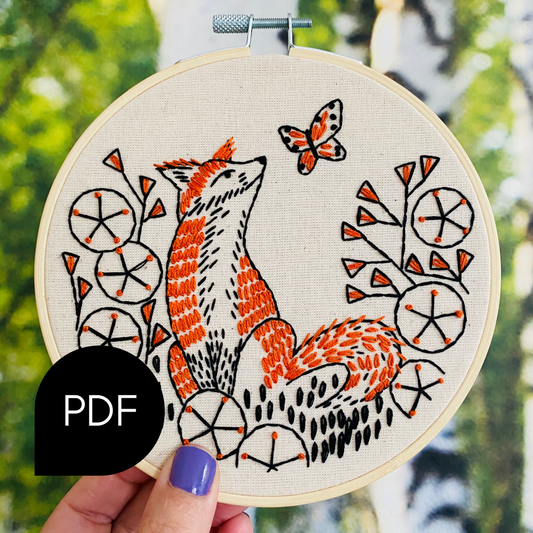 Fox in Phlox v.1 Embroidery PDF download