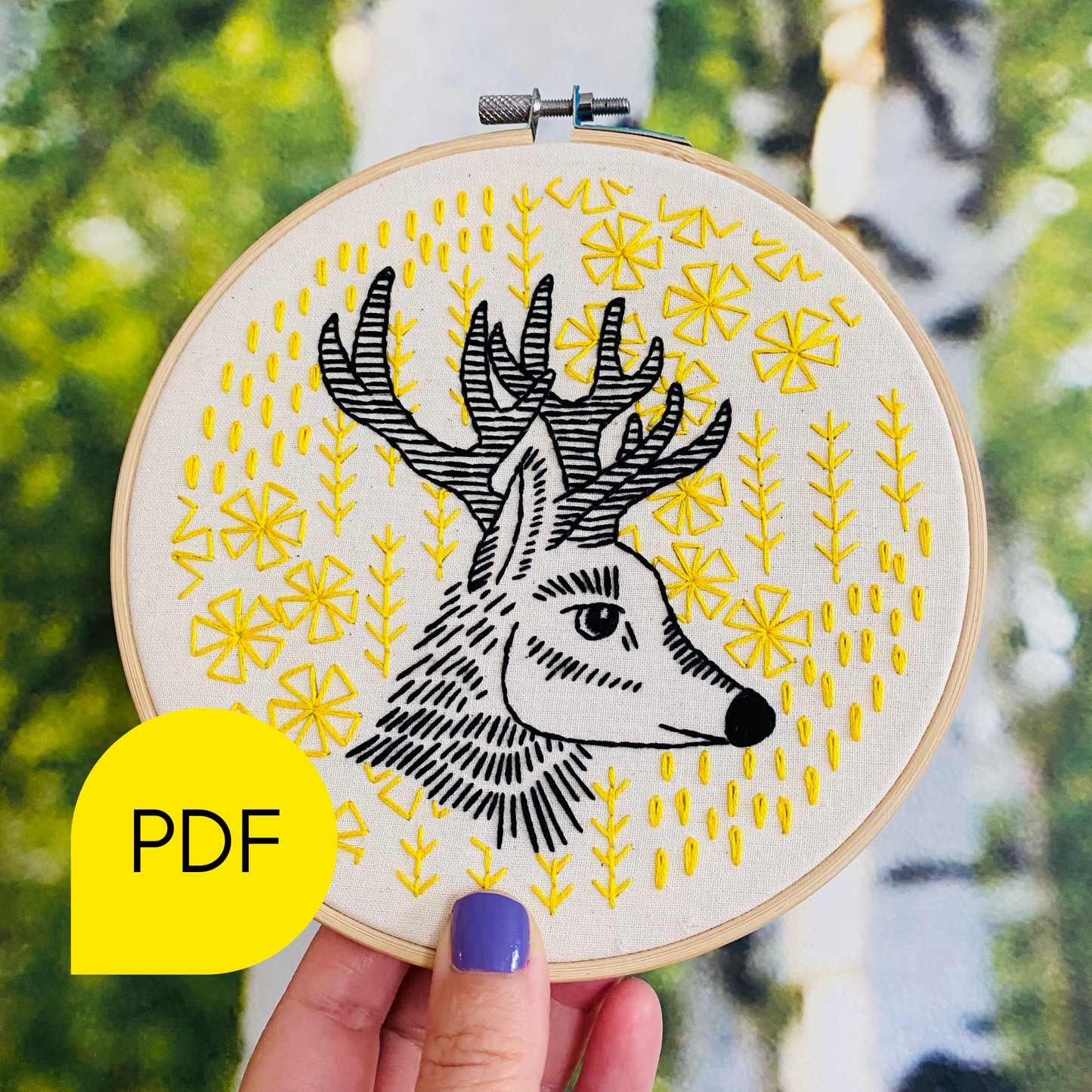 Oh Deer Me Embroidery PDF Download