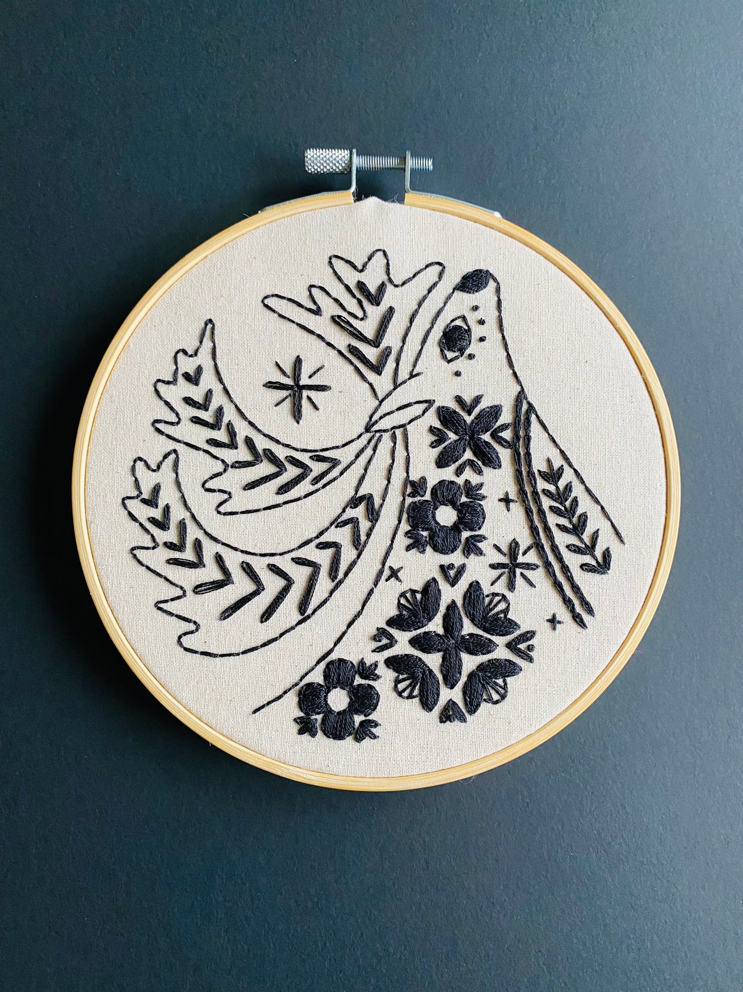 Folk Caribou Complete Embroidery Kit - Black
